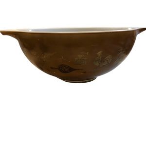 Vintage Pyrex Americana Princess Bowl 444 Brown/Gold Cat Rooster